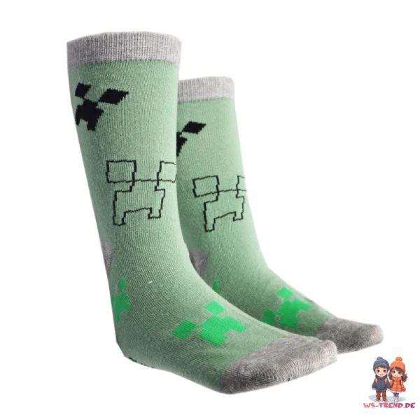 Minecraft Creeper Kinder Jungen lange Socken 6er Pack Mode – Bild 3
