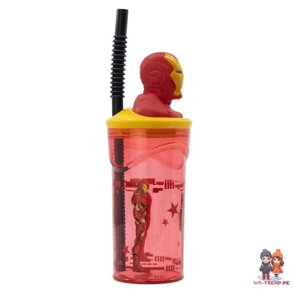 Marvel Iron Man 3D Deckel Kinder Trinkbecher Becher mit integriertem Halm Im Angebot – Bild 2