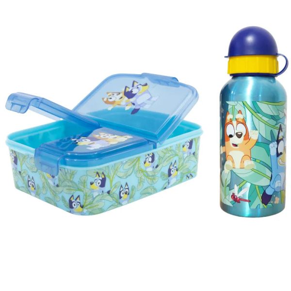 Bluey Bingo Kinder 2teiliges Set 3 Kammern Brotdose Alu Trinkflasche 400 ml Rabatt