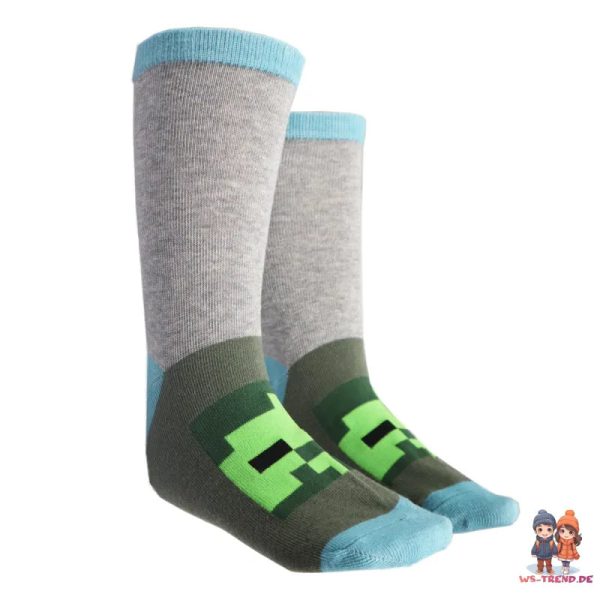 Minecraft Creeper Kinder Jungen lange Socken 6er Pack Mode – Bild 5
