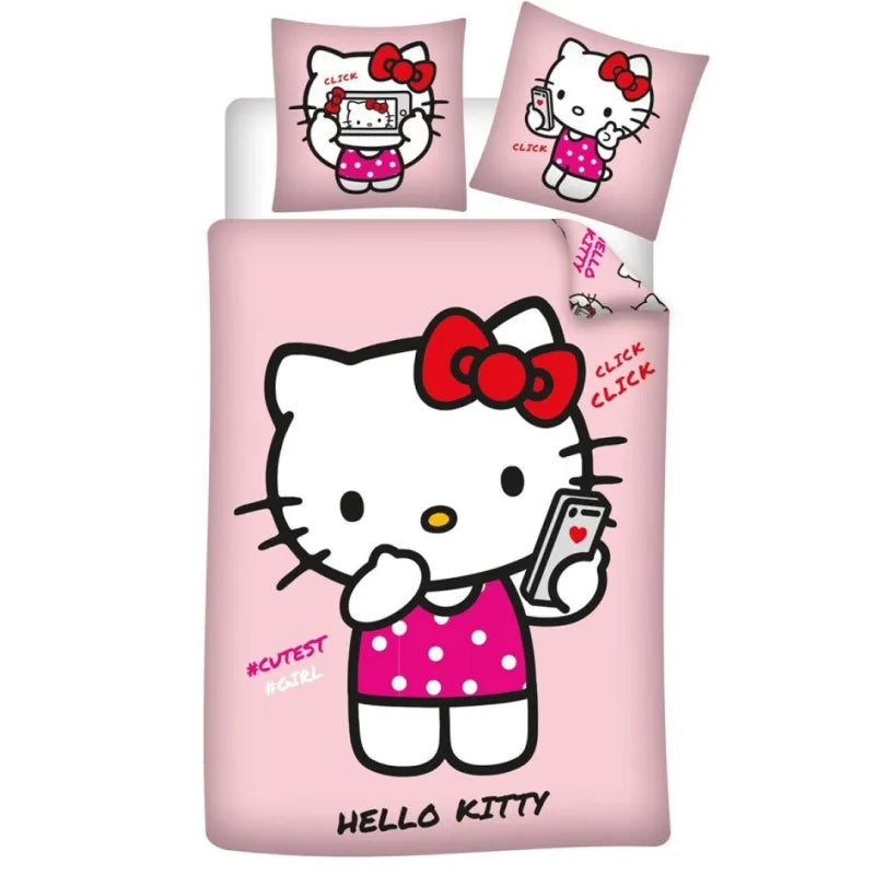 Hello Kitty Mädchen Kinder Bettwäsche 2tlg. Set 135-140×200 65×65 Mode