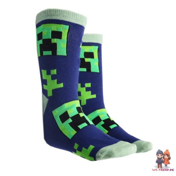 Minecraft Creeper Kinder Jungen lange Socken 6er Pack Mode – Bild 4
