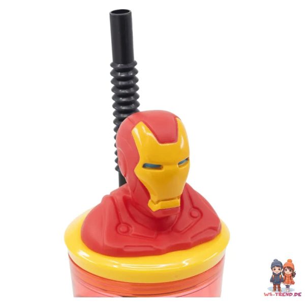 Marvel Iron Man 3D Deckel Kinder Trinkbecher Becher mit integriertem Halm Im Angebot – Bild 4