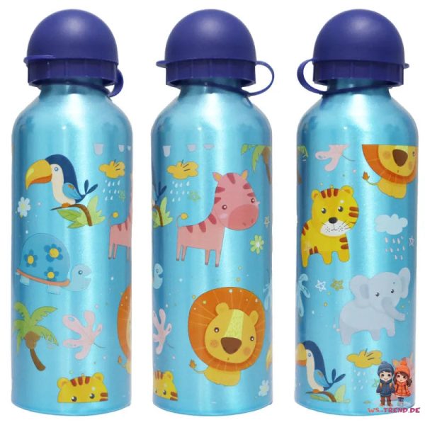 Jungle Friends 3 tlg Kinder Lunch Set Brotdose Alu Trinkflasche 500 ml Göffel Rabatt – Bild 4