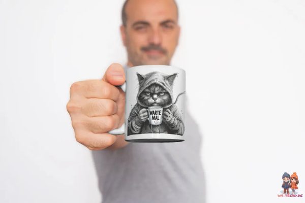 Katze im Hoodie witzige Keramik Kaffeetasse Teetasse Tasse Geschenke Verkauf – Bild 2