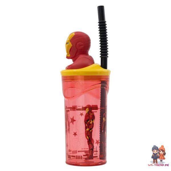 Marvel Iron Man 3D Deckel Kinder Trinkbecher Becher mit integriertem Halm Im Angebot – Bild 3