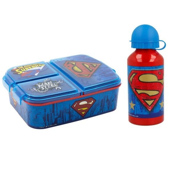 DC Comics Superman 2 teiliges Lunch Set 3 Kammern Brotdose Alu-Trinkflasche Online