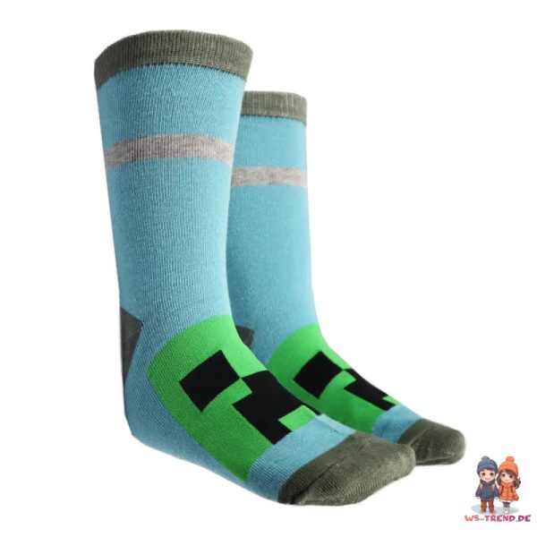 Minecraft Creeper Kinder Jungen lange Socken 6er Pack Mode – Bild 2