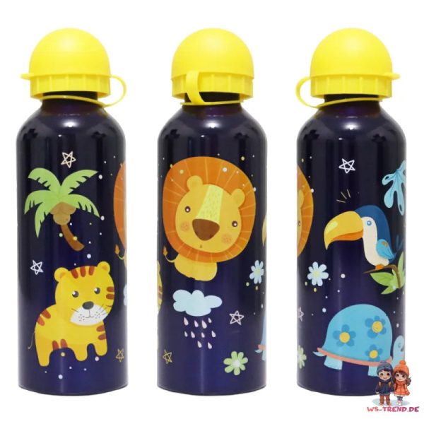 Jungle Friends 3 tlg Kinder Lunch Set Brotdose Alu Trinkflasche 500 ml Göffel Rabatt – Bild 2