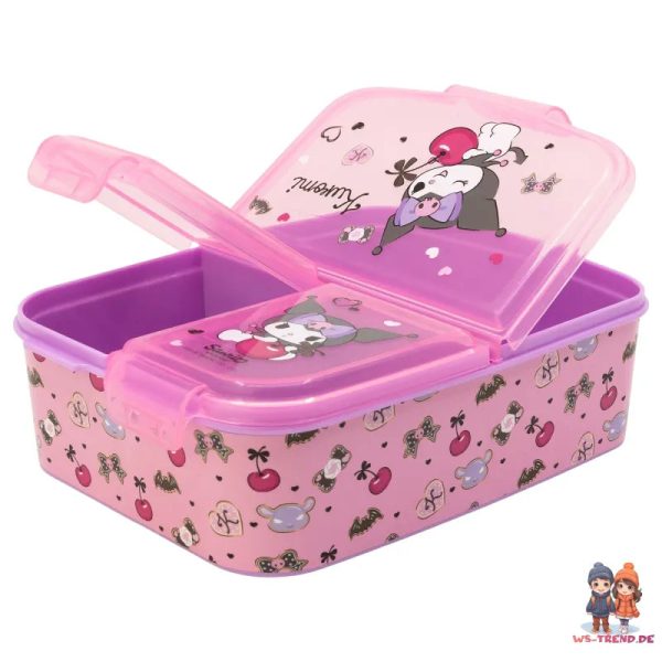 Kuromi Sanrio 2 tlg. Lunch Set Brotdose mit 3 Kammern Halm Trinkbecher 430 ml Rabatt – Bild 4