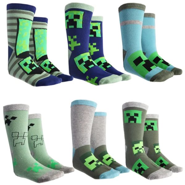 Minecraft Creeper Kinder Jungen lange Socken 6er Pack Mode