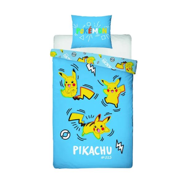 Pokemon Pikachu Mikrofaser Bettwäsche 2 tlg Set 135-140x200 63x63 cm Rabatt