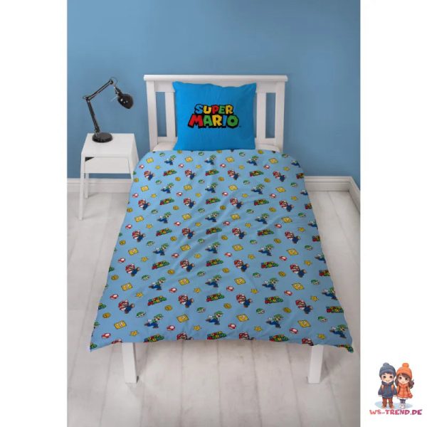 Super Mario Bros Mikrofaser Bettwäsche Set 135 140x200 63x63 cm Online – Bild 3